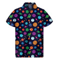 Doodle Planets Pattern Print Men's Short Sleeve Shirt
