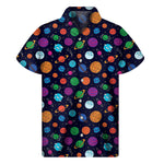 Doodle Planets Pattern Print Men's Short Sleeve Shirt