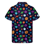 Doodle Planets Pattern Print Men's Short Sleeve Shirt