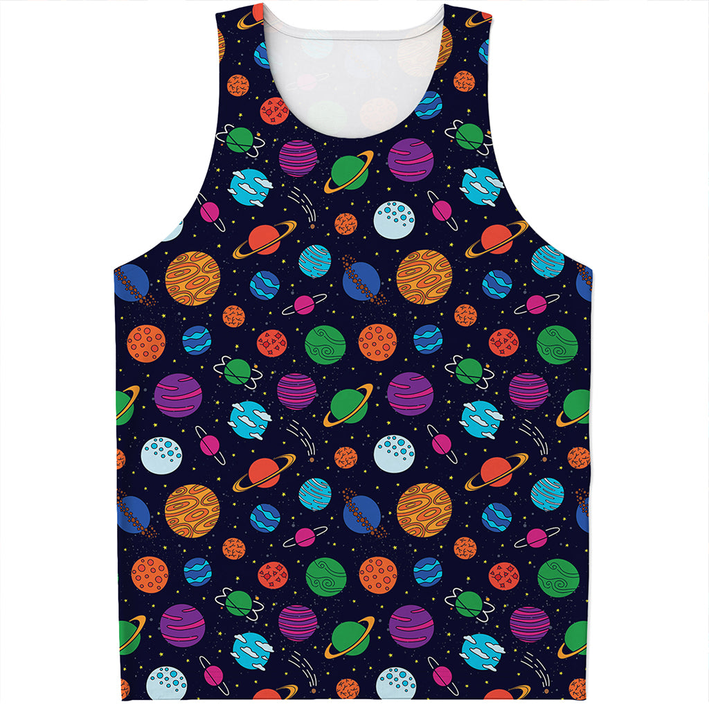 Doodle Planets Pattern Print Men's Tank Top