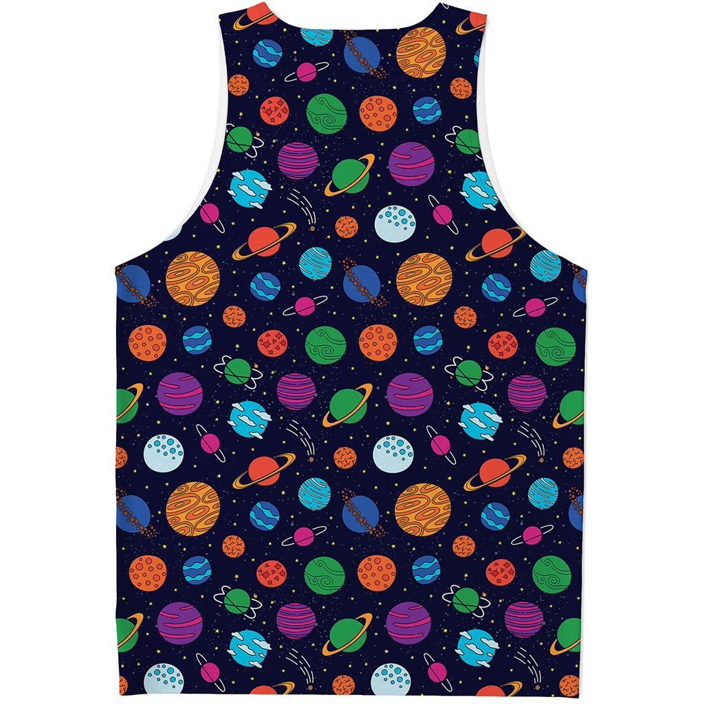 Doodle Planets Pattern Print Men's Tank Top