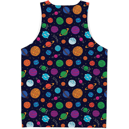 Doodle Planets Pattern Print Men's Tank Top