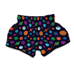 Doodle Planets Pattern Print Muay Thai Boxing Shorts