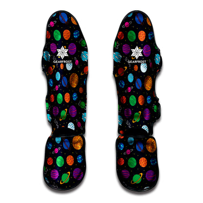 Doodle Planets Pattern Print Muay Thai Shin Guard