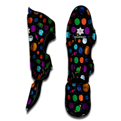 Doodle Planets Pattern Print Muay Thai Shin Guard