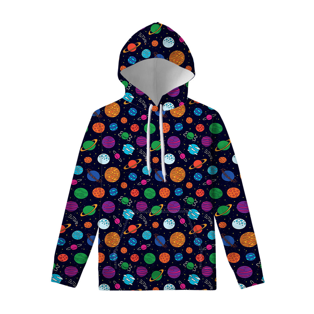 Doodle Planets Pattern Print Pullover Hoodie