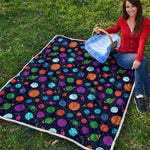 Doodle Planets Pattern Print Quilt