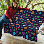 Doodle Planets Pattern Print Quilt