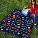 Doodle Planets Pattern Print Quilt