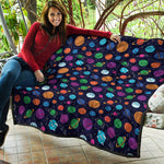 Doodle Planets Pattern Print Quilt