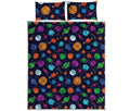 Doodle Planets Pattern Print Quilt Bed Set