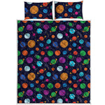 Doodle Planets Pattern Print Quilt Bed Set