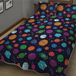 Doodle Planets Pattern Print Quilt Bed Set