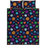Doodle Planets Pattern Print Quilt Bed Set