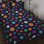 Doodle Planets Pattern Print Quilt Bed Set
