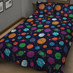 Doodle Planets Pattern Print Quilt Bed Set