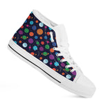Doodle Planets Pattern Print White High Top Shoes