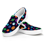 Doodle Planets Pattern Print White Slip On Shoes