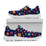 Doodle Planets Pattern Print White Sneakers