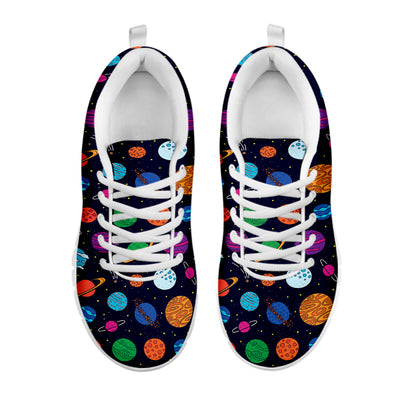 Doodle Planets Pattern Print White Sneakers
