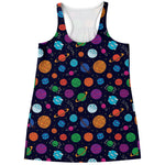 Doodle Planets Pattern Print Women's Racerback Tank Top