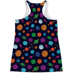 Doodle Planets Pattern Print Women's Racerback Tank Top