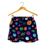 Doodle Planets Pattern Print Women's Shorts