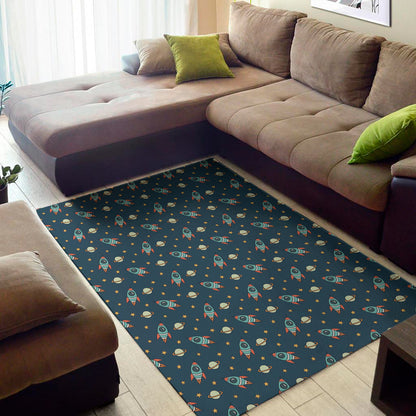 Doodle Rocket Pattern Print Area Rug
