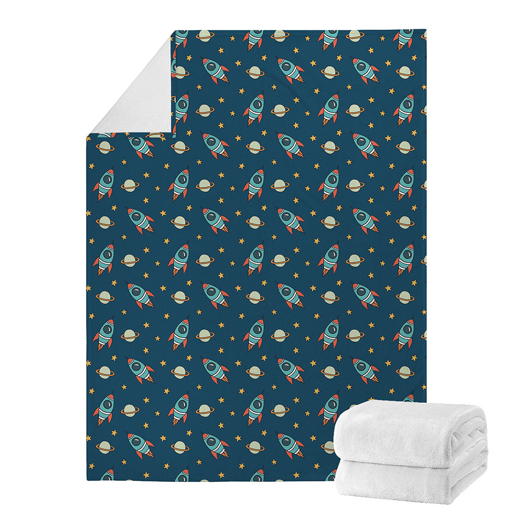 Doodle Rocket Pattern Print Blanket