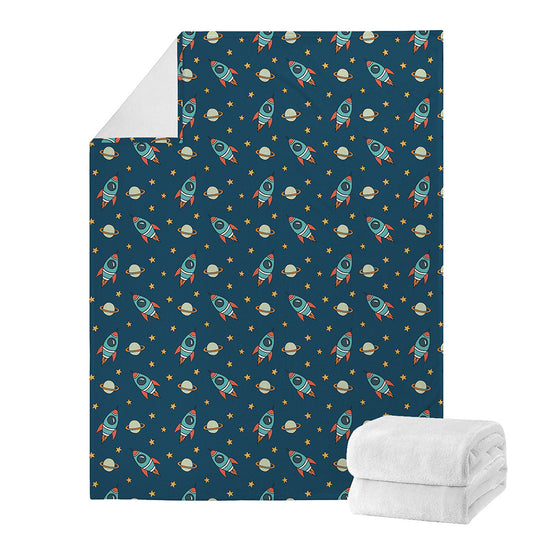Doodle Rocket Pattern Print Blanket