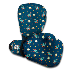 Doodle Rocket Pattern Print Boxing Gloves