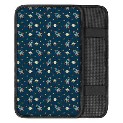 Doodle Rocket Pattern Print Car Center Console Cover
