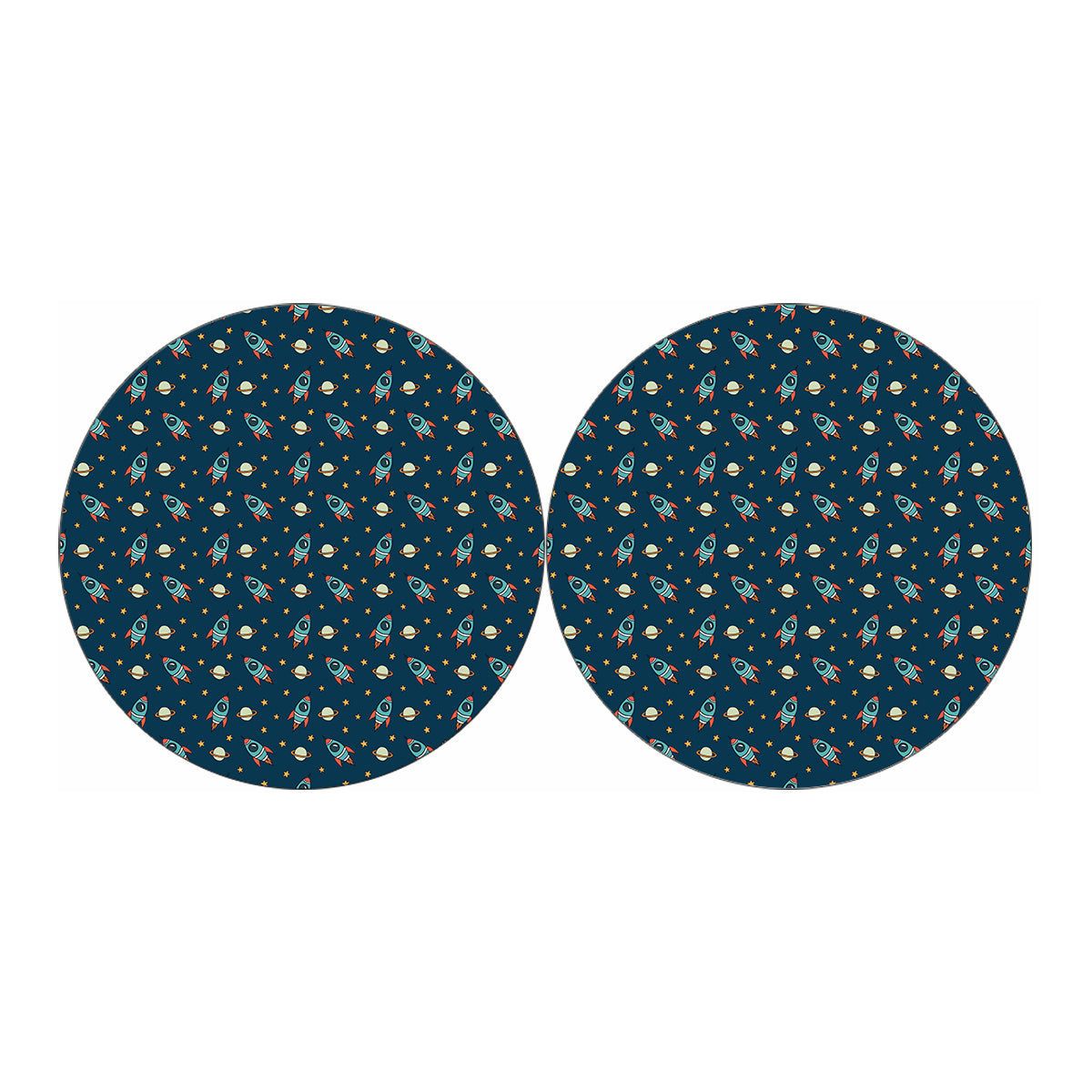 Doodle Rocket Pattern Print Car Coasters