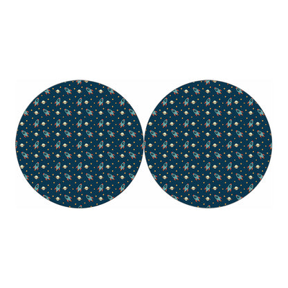 Doodle Rocket Pattern Print Car Coasters