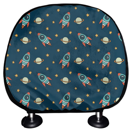 Doodle Rocket Pattern Print Car Headrest Covers