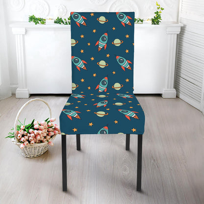 Doodle Rocket Pattern Print Dining Chair Slipcover