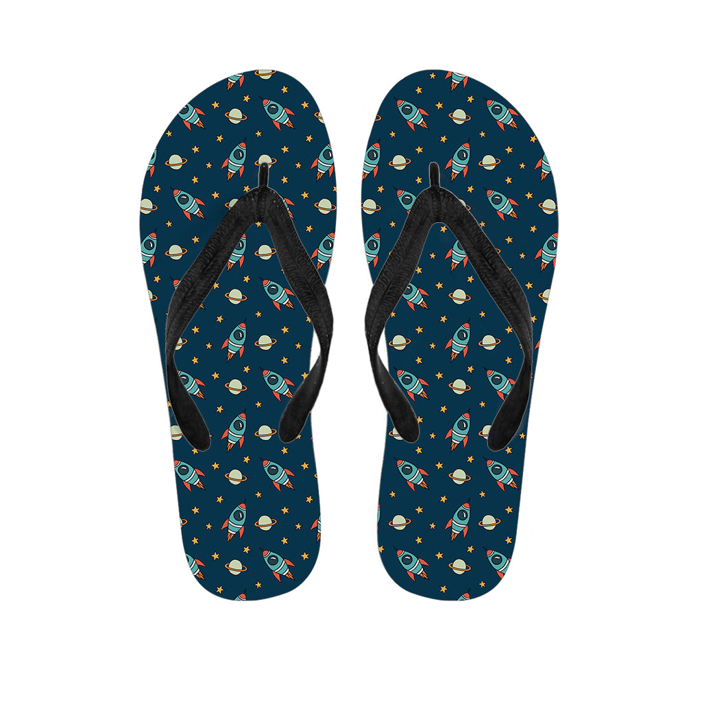 Doodle Rocket Pattern Print Flip Flops