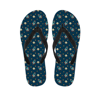 Doodle Rocket Pattern Print Flip Flops
