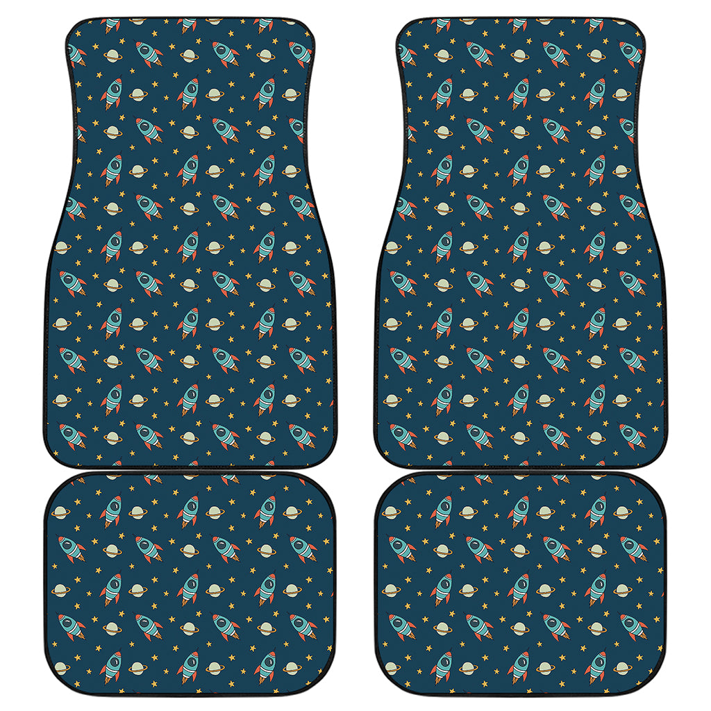 Doodle Rocket Pattern Print Front and Back Car Floor Mats