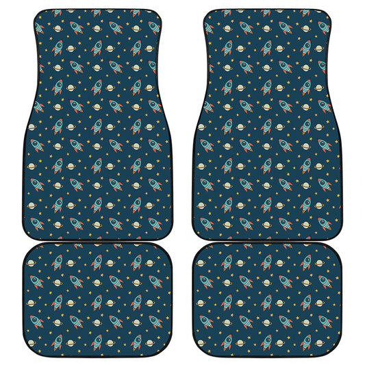 Doodle Rocket Pattern Print Front and Back Car Floor Mats