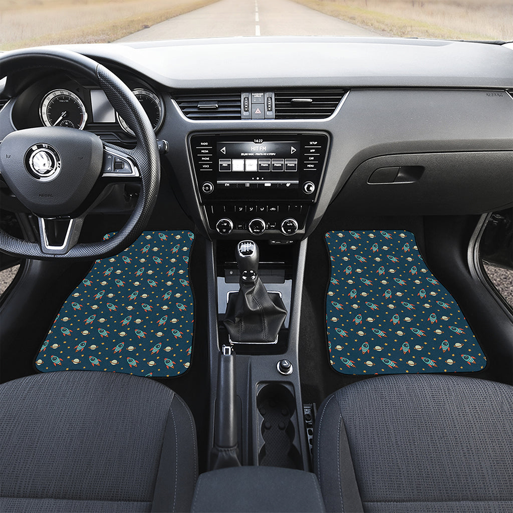 Doodle Rocket Pattern Print Front and Back Car Floor Mats