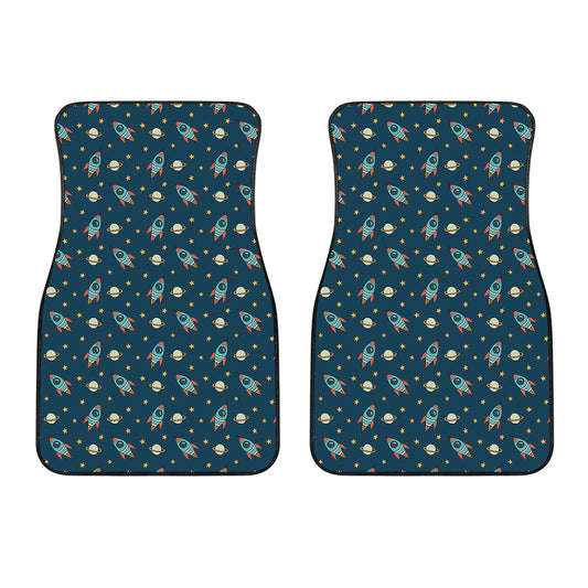 Doodle Rocket Pattern Print Front Car Floor Mats
