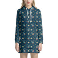 Doodle Rocket Pattern Print Pullover Hoodie Dress