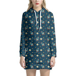 Doodle Rocket Pattern Print Hoodie Dress