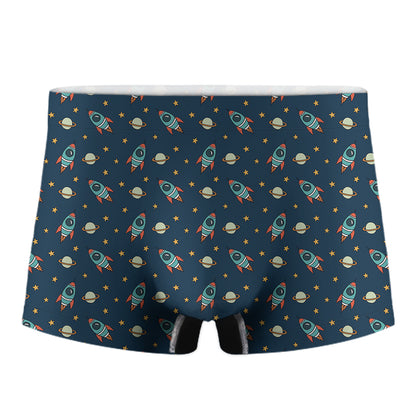 Doodle Rocket Pattern Print Men's Boxer Briefs
