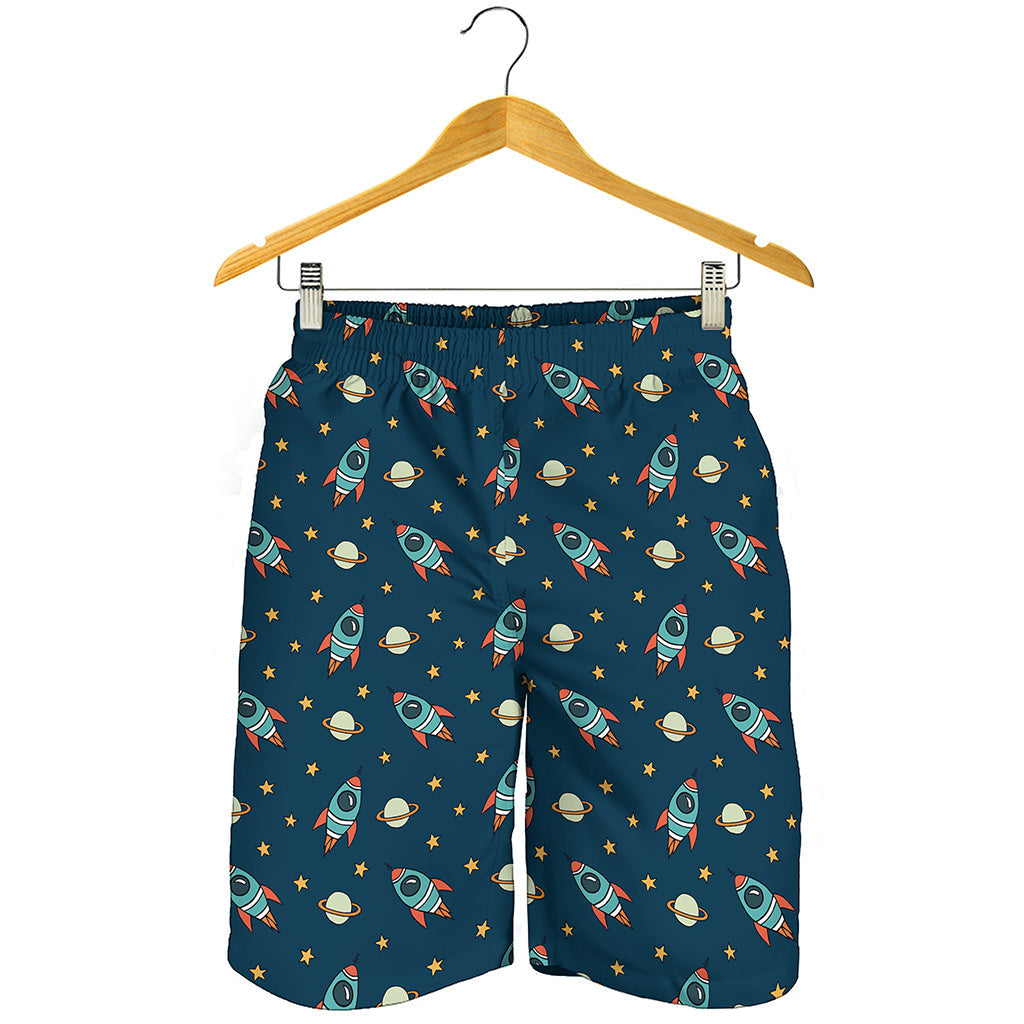 Doodle Rocket Pattern Print Men's Shorts