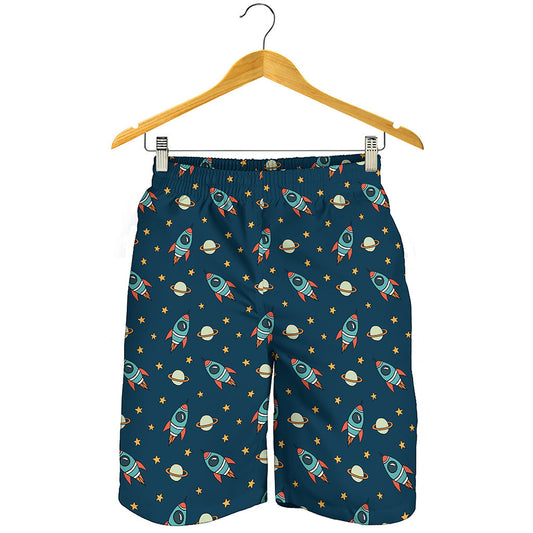 Doodle Rocket Pattern Print Men's Shorts
