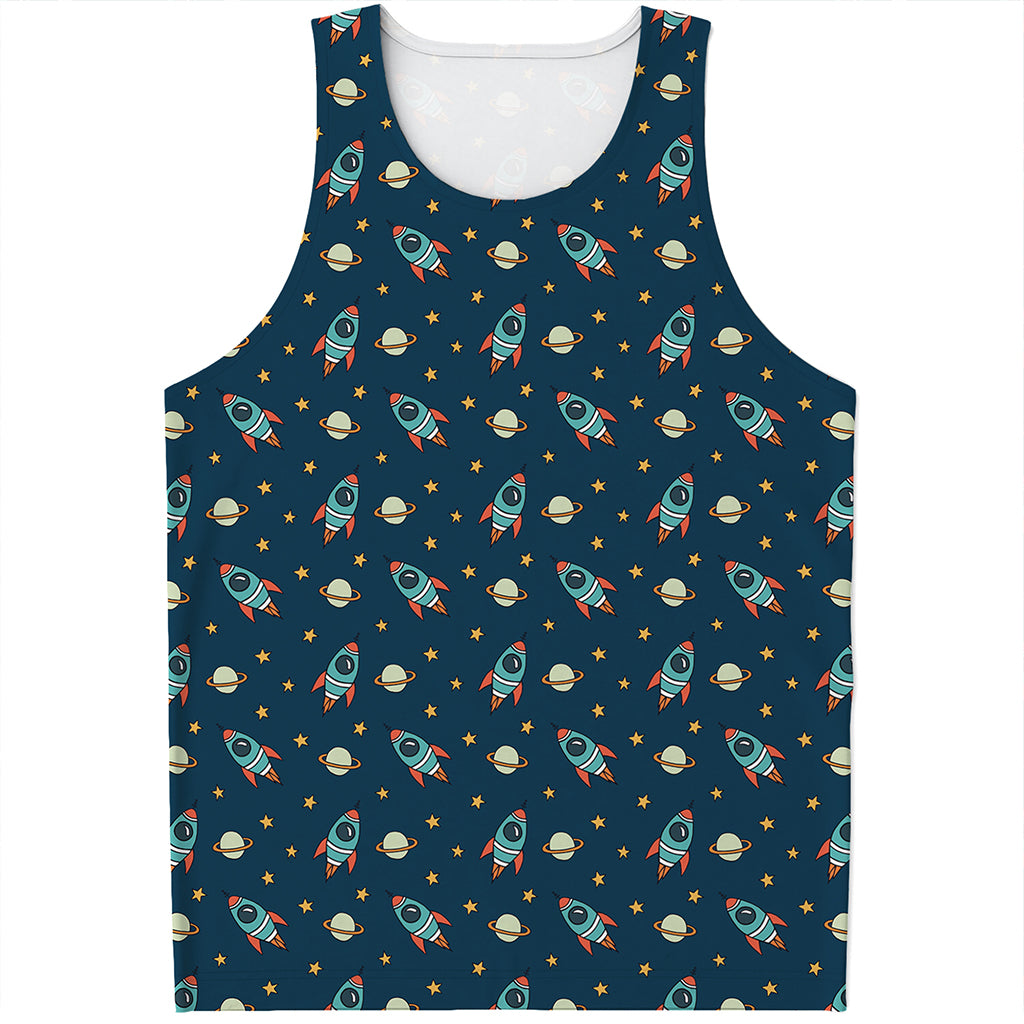 Doodle Rocket Pattern Print Men's Tank Top