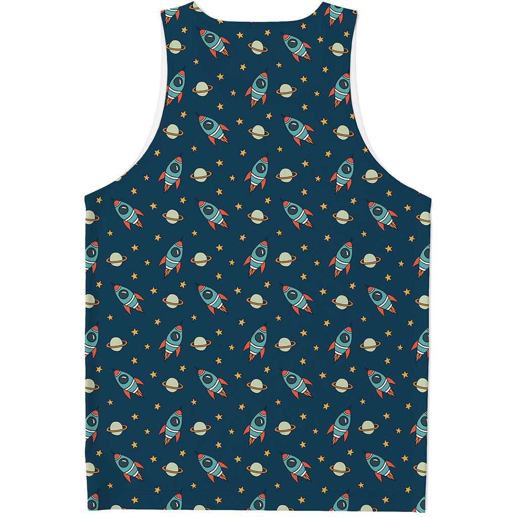 Doodle Rocket Pattern Print Men's Tank Top