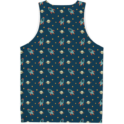 Doodle Rocket Pattern Print Men's Tank Top